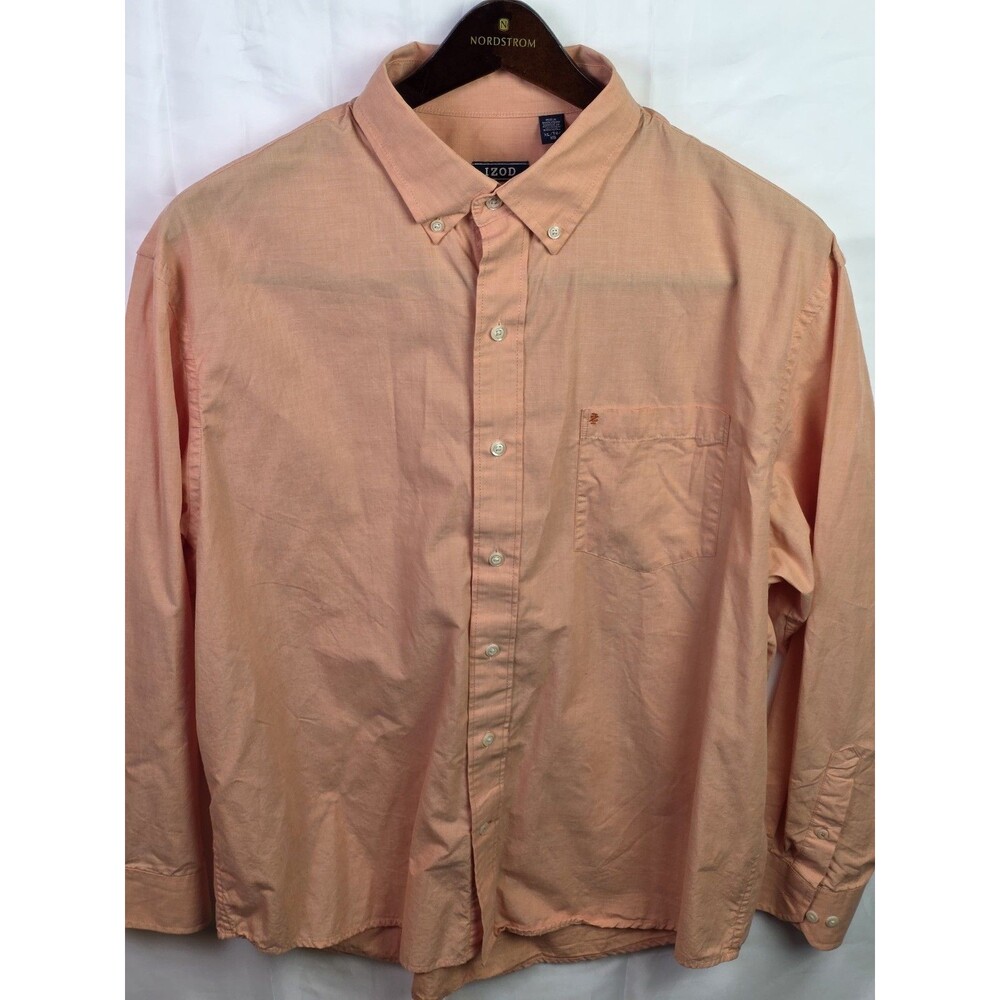 Izod Shirt Men's XL Peach Long Sleeve Button Up Shirt